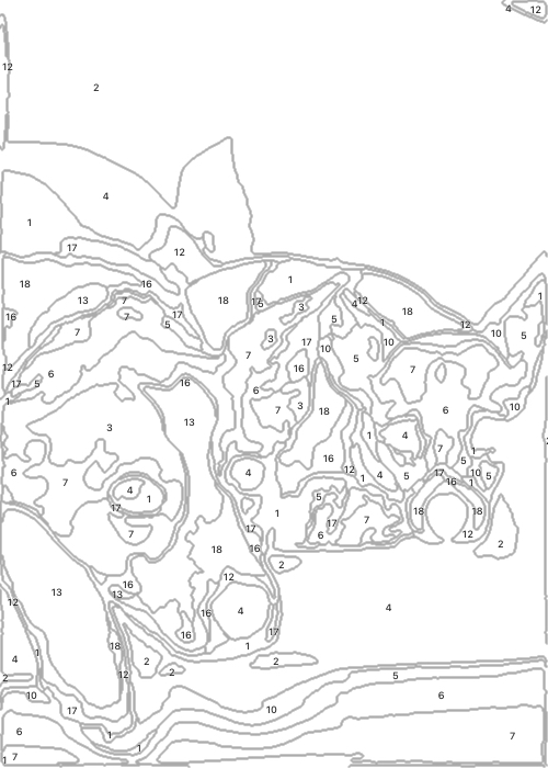Two dogs - numbered canvas template