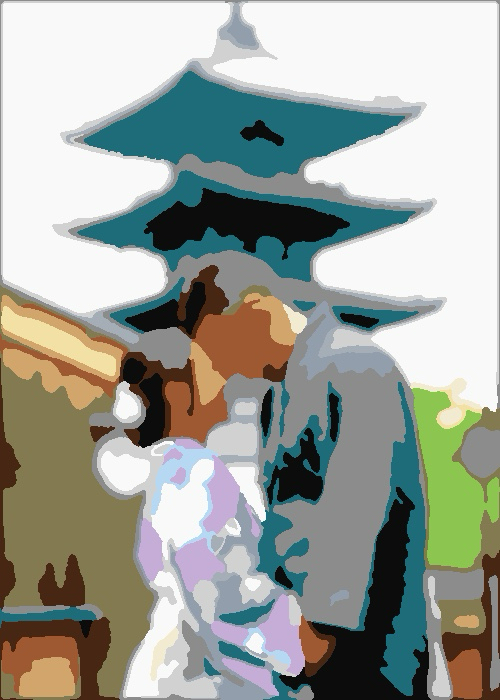 Kyoto temple - finished travel memory painting